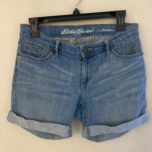 Embroidered Boyfriend Jean Shorts